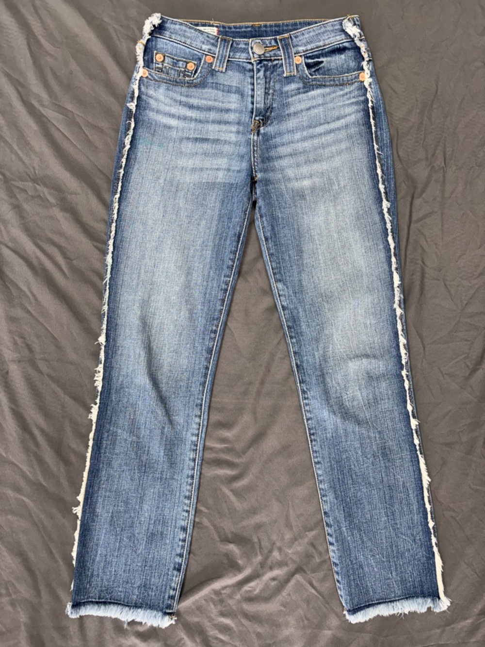 True Religion Light Blue Denim Jeans with Contrast Stitching